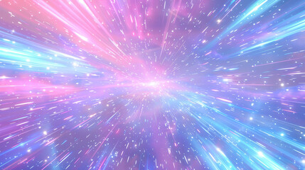 Poster - Vibrant abstract starburst in pinks and blues simulating light speed.