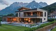 A modern property with a sleek wooden facade and mountain views  AI generated illustration