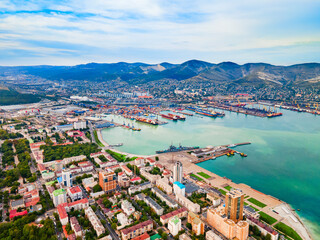 Wall Mural - Novorossiysk city aerial panoramic view