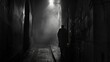 A shadowy figure creeping through a dark alley  AI generated illustration