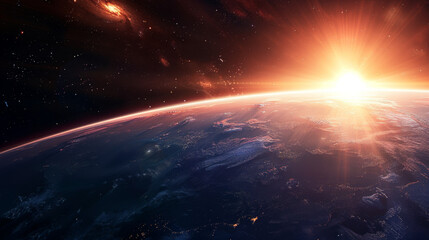 Canvas Print - Sunrise over Earth's horizon from space.