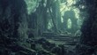A spooky forest with ancient ruins  AI generated illustration