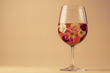 Wine glass on vibrant summer bacakground