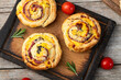 Homemade Puff pastry pinweel ( rolls ) Mini pizza