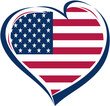 The flag of the United States of America in the heart. The flag of the United States on Independence Day. Love of country. A patriotic heart. Love the USA
