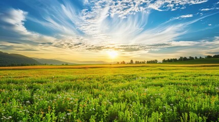 Wall Mural - Countryside field, sunny day in the countryside