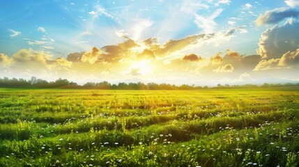 Wall Mural - Countryside field, sunny day in the countryside