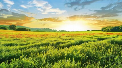 Wall Mural - Countryside field, sunny day in the countryside
