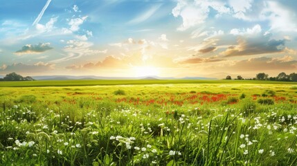 Wall Mural - Countryside field, sunny day in the countryside