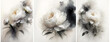 Tryptyk białe kwiaty. Tło kwiatowe wiosenne. Obraz na ściane, dekoracja. Tapeta kwiatowa. Motyw kwiatowy