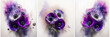 Tryptyk fioletowe kwiaty zawilce. Tło kwiatowe wiosenne. Obraz na ściane, dekoracja. Tapeta kwiatowa. Motyw kwiatowy