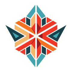 Poster - Abstract geometric shapes in various colors arranged on a white background, A geometric shape representing connectivity and innovation