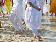 Umbanda supporters are seen dancing during a tribute to iemanja on Itapema beach in the city of Santo Amaro, Bahia.