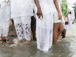 Members of Candomble are seen participating in the tribute to iemanja on Itapema beach in the city of Santo Amaro, Bahia.