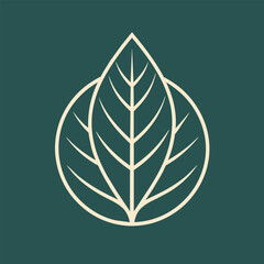 Canvas Print - A white leaf stands out against a vibrant green backdrop in a minimalist design, A minimalist logo featuring a single line drawing of a leaf