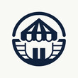 Monochromatic logo featuring a circus tent design, A monochromatic logo representing a digital marketplace, minimalist simple modern vector logo design