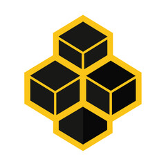 Wall Mural - Group of black and yellow cubes neatly arranged on top of each other in a modern pattern, A sleek and modern interpretation of honeycomb patterns, minimalist simple modern vector logo design