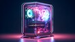 A visually striking snapshot of a gaming PC with an isolated screen, housed in a modern case with RGB lights, against a clean white background, creating an ideal setting for mockup, app, or game prese