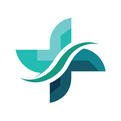 Sticker - Abstract blue and green logo designed for a medical company, showcasing a sleek and professional aesthetic, Clean and sleek logo featuring an abstract medical cross