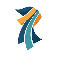 Poster - Minimalist logo design in blue and orange colors, creating an abstract and modern look, Craft a minimalist logo representing a modern wristwatch