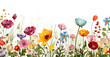 PNG Flowers line horizontal border outdoors painting pattern.