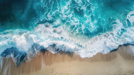 Wall Mural - Ocean waves crashing onto shore