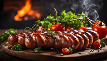 Wall Mural - grilled meat with vegetables