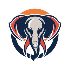 Poster - An elephants head enclosed within a circle, showcasing the majestic animals features, Generate a simple and modern logo inspired by the beauty of elephants