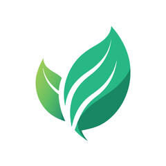 Sticker - Silhouette of a green leaf logo with subtle gradient on a white background, Leaf silhouette with subtle gradient for a eco-friendly vibe