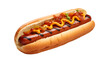 hot dog with ketchup and mustard with transparent background 