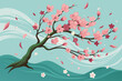 Graceful cherry blossoms cascading in the wind Illustration