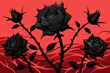 Mysterious black roses with thorns Illustration