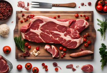 Wall Mural - raw meat on a cutting board butcher meat fresh quality meat