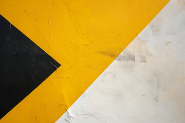 Poster - Abstract yellow and black geometric shapes on a textured wall