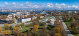 Fototapeta  - Aerial view of the Riga, Latvia. Beautiful summer day over Riga with old town in the background. Capital of Latvia.