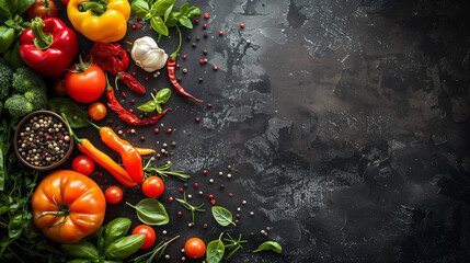 Wall Mural - A bowl of vegetables including tomatoes, peppers, and basil