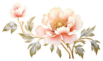 PNG  Chinese peony blossom pattern flower.