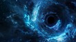 Surreal cosmic black hole with vibrant blues