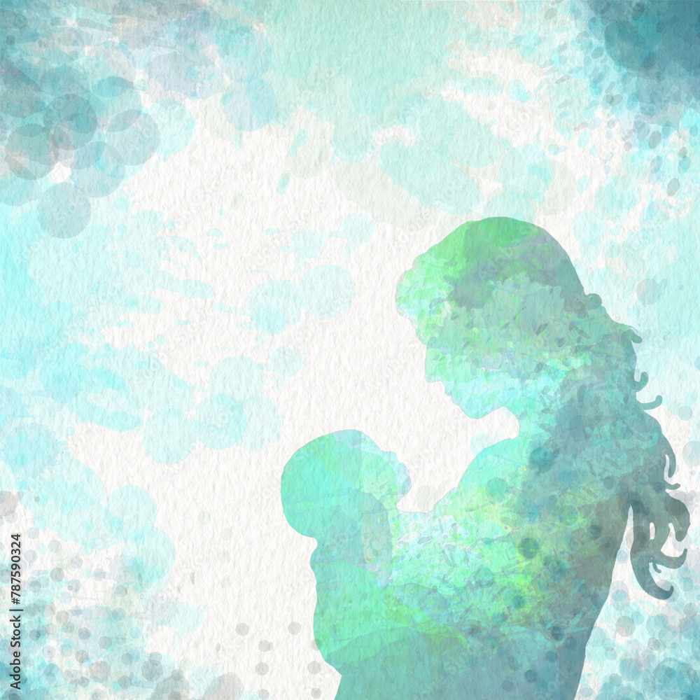 ilustración por el dia de la madre, feliz dia mama, . silueta de madre ...