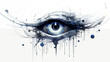 Futuristic cybernetic eye with blue eye color shaped by smoky elegance illustration