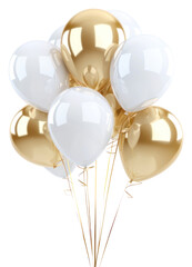 PNG White and golden party balloons white background celebration anniversary.