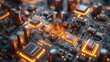 © Kanisorn - Observing the nano technology assembly line from above, micro components illuminate like city lights in a tiny nocturnal panorama.