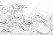 abstract ocean wave outline sketch with splashing water effect continuous line drawing