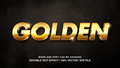 Golden editable text effect template, gold glossy luxury style typeface, premium vector	