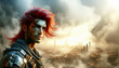 Brave redhead man in warrior clothes fantasy character