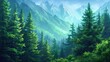 Summer forest on mountain slopes  ,Generative ai, 