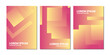 © Thoha Firdaus - Three panels with pink and yellow gradients and geometric shapes.