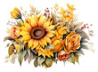 PNG  Sunflower bouquet painting pattern plant.