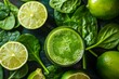 Organic green smoothie with fresh lime juice