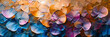 This abstract oil painting technique is characterized by leaves and flowers. It's stylish on paper. It's luminous and golden. Prints, wall papers, posters, envelopes, signs, murals, carpets,